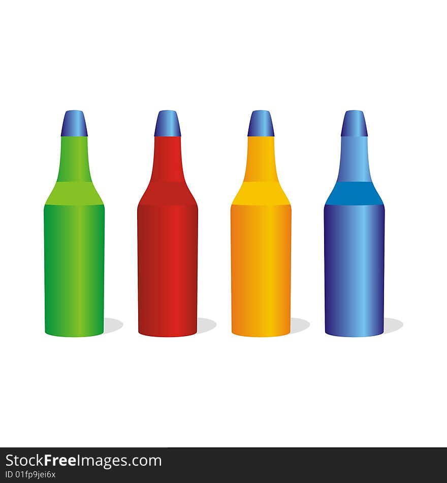 Vector illustration of isolated aluminum bottles set