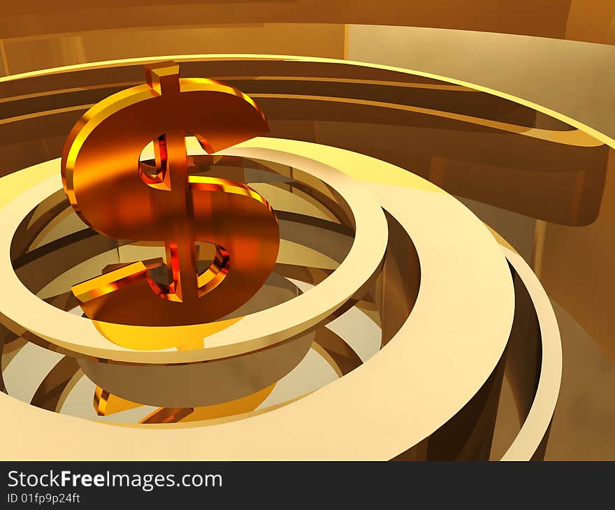 Abstract 3d illustration of background with dollar sign. Abstract 3d illustration of background with dollar sign