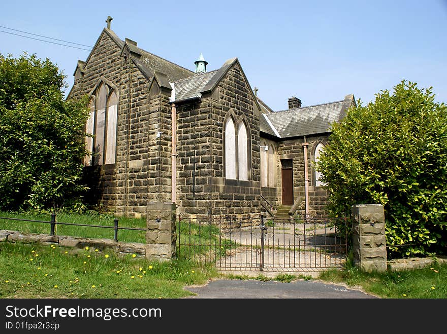 Disused and boarded up church