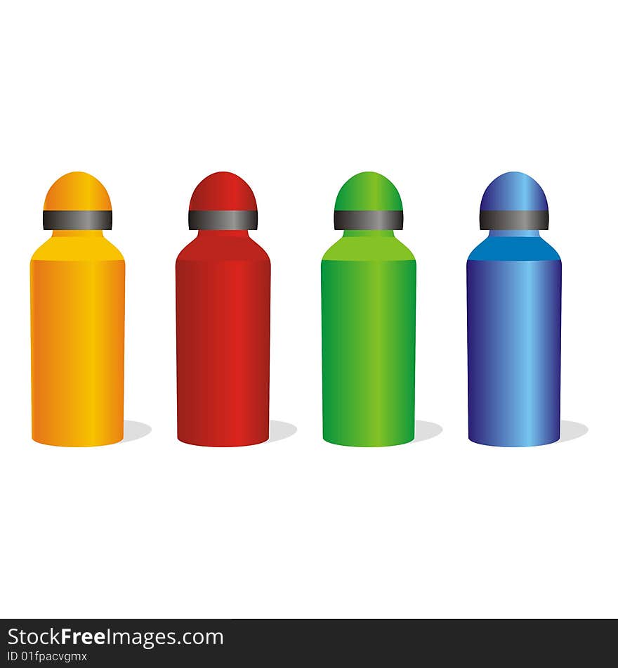 Vector illustration of isolated aluminum bottles set