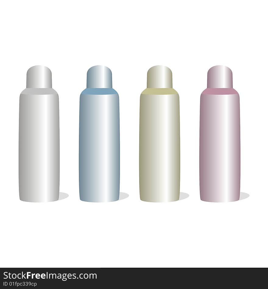 Isolated Aluminum Bottles Set