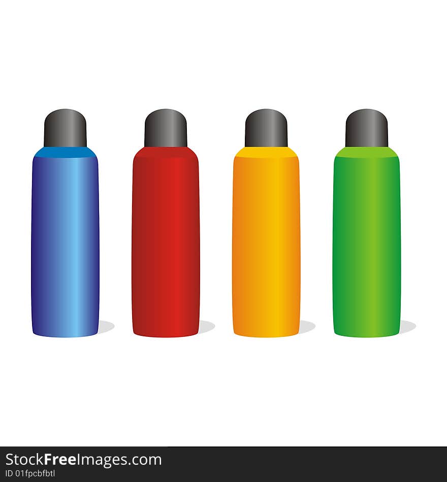 Vector illustration of isolated aluminum bottles set