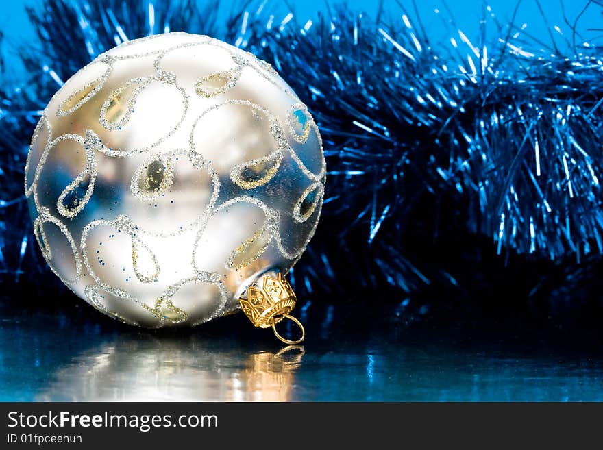 Silver Christmas ball and garland