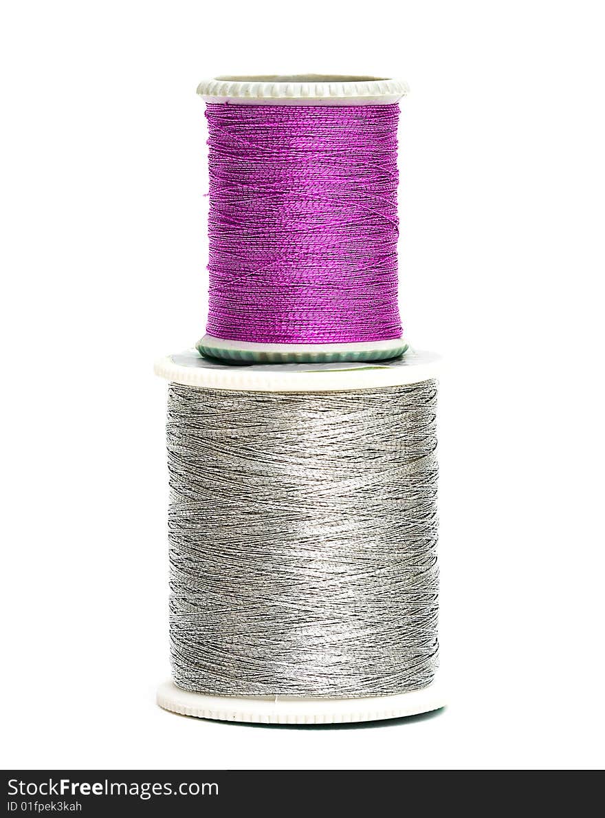 Pink and silver spools