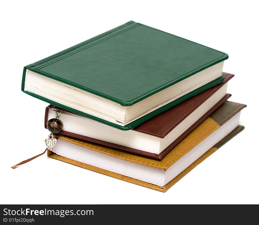 Notebooks with book-mark isolated on white background