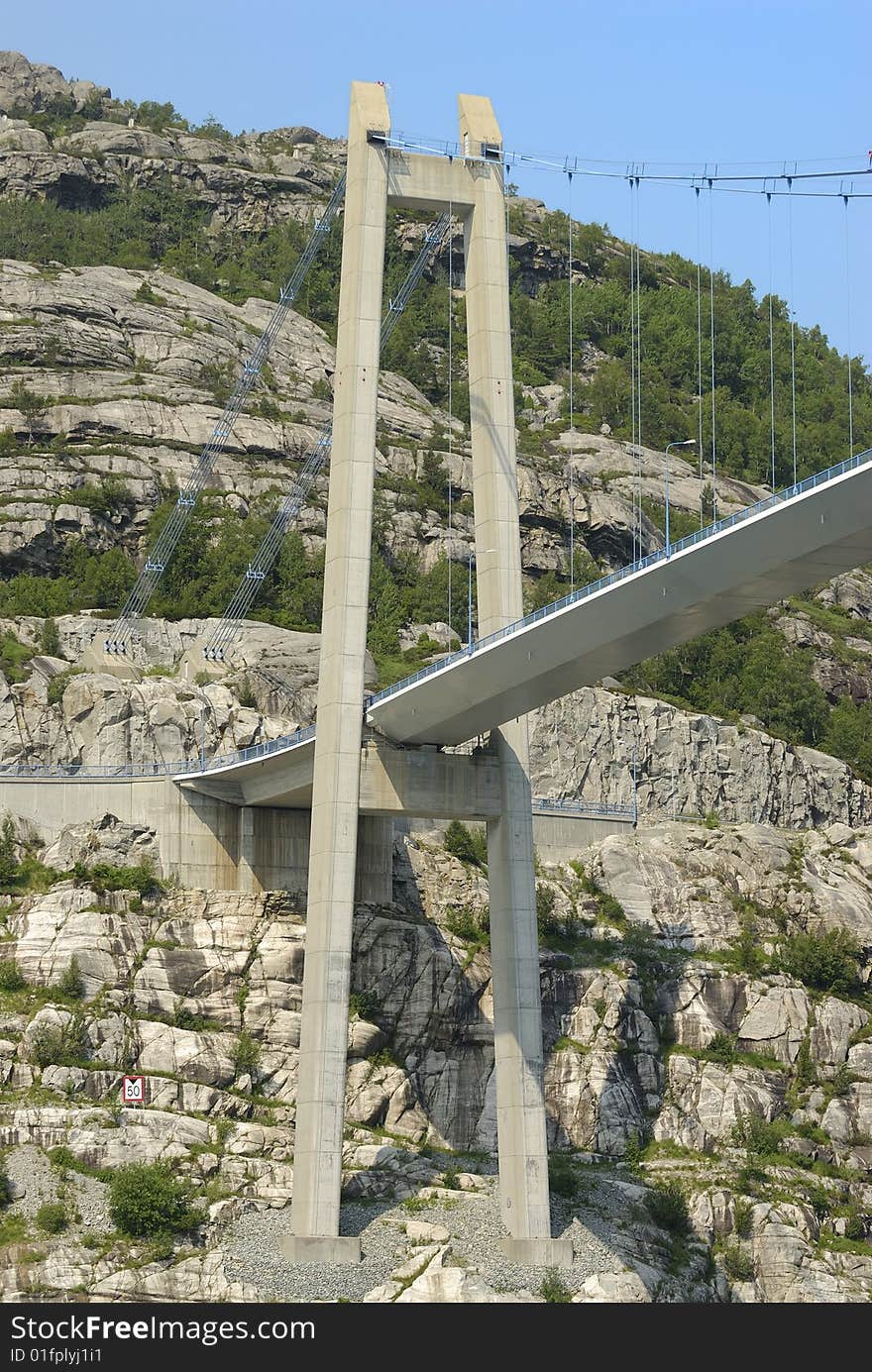 A Suspension Bridge Over Rocks