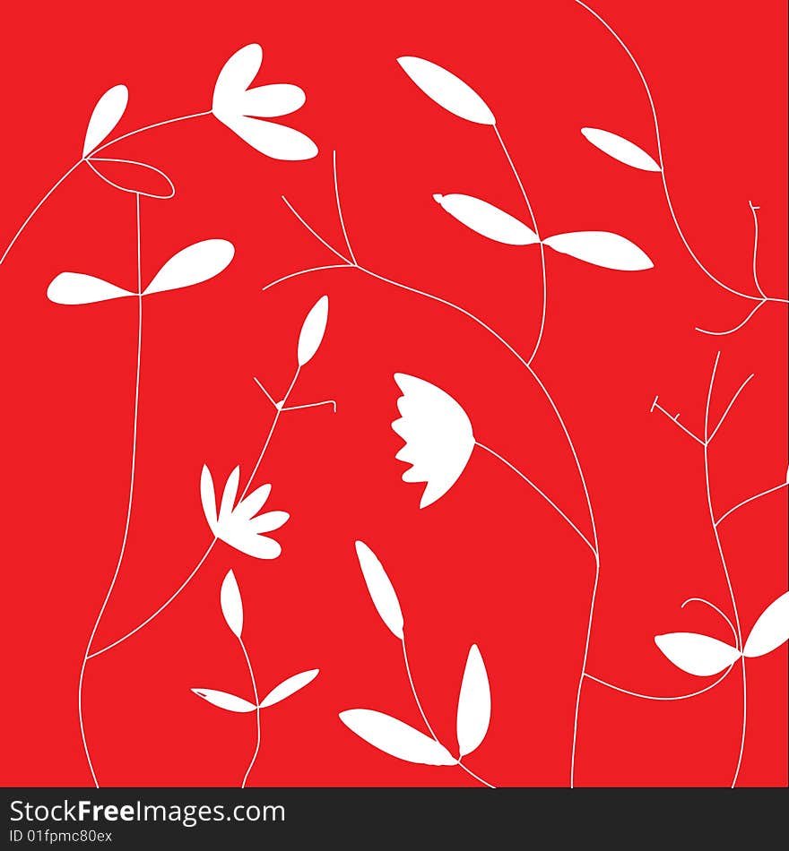 A simple floral design over a red background. Fully scalable vector illustration. A simple floral design over a red background. Fully scalable vector illustration.