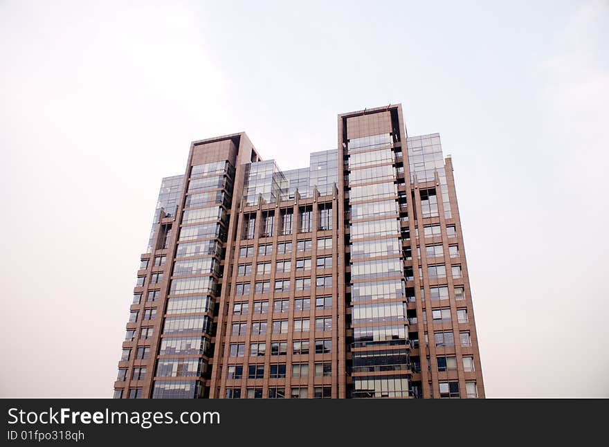 Reflections on modern office building in Beijing, China. Reflections on modern office building in Beijing, China