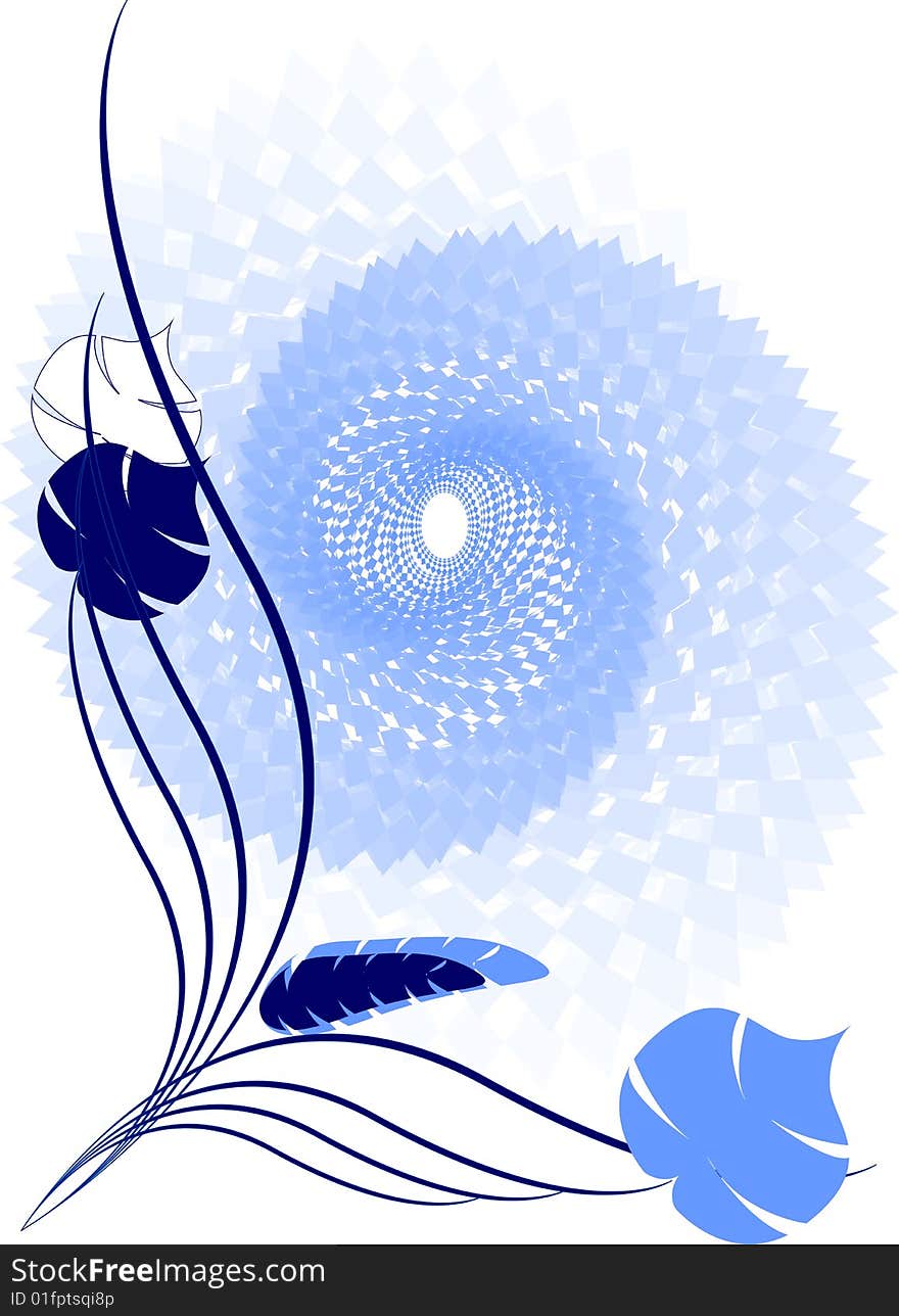 Floral card design of blue color.