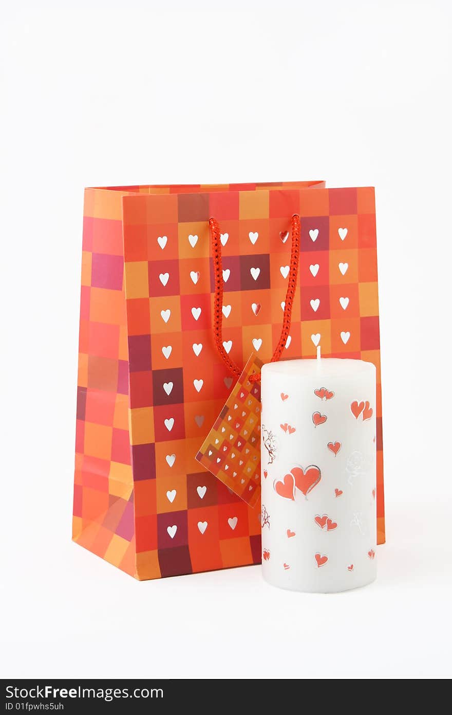 A packet with Valentine candle. A packet with Valentine candle