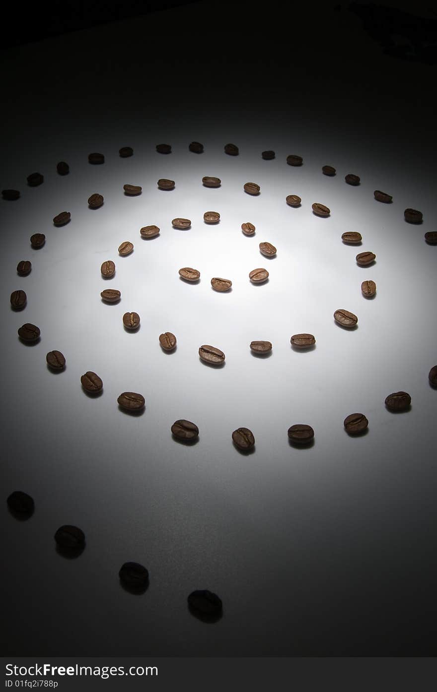 Spiral of coffee grains