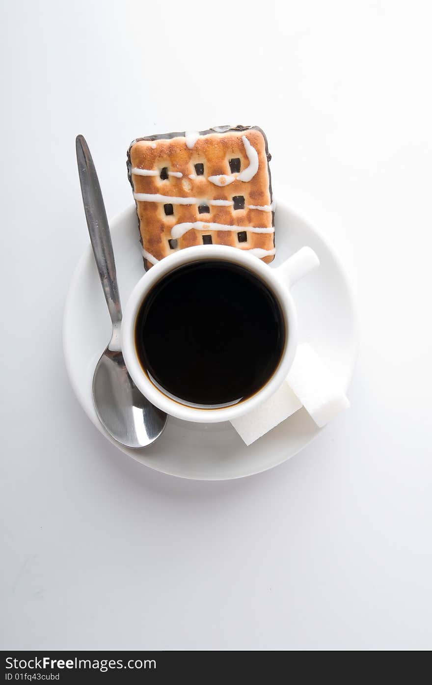 Coffe cup and the cookie with chocolate. Coffe cup and the cookie with chocolate