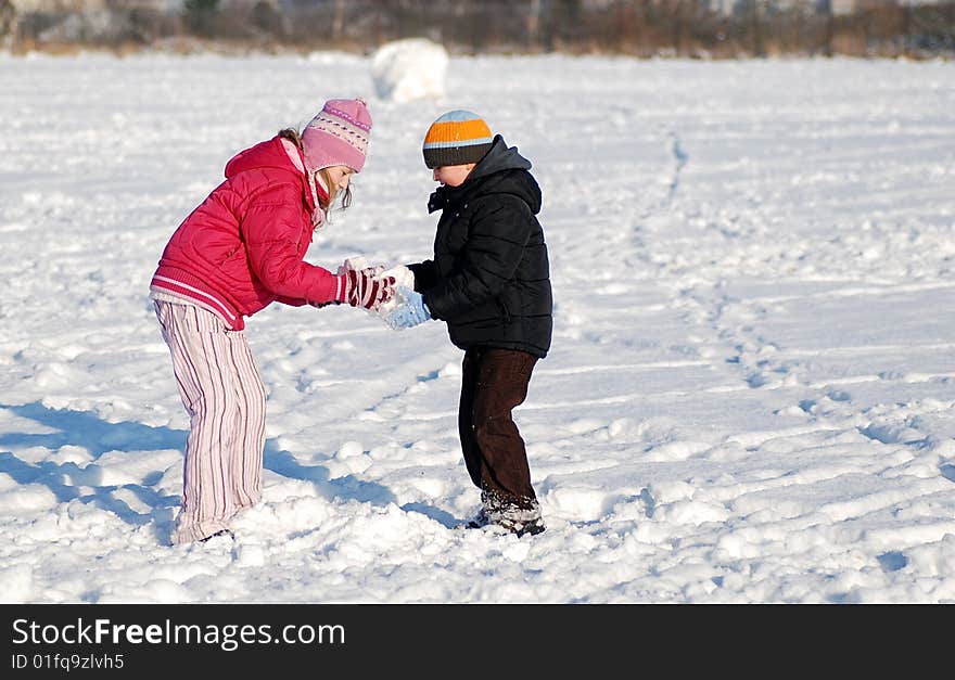 Winter play - children in the park