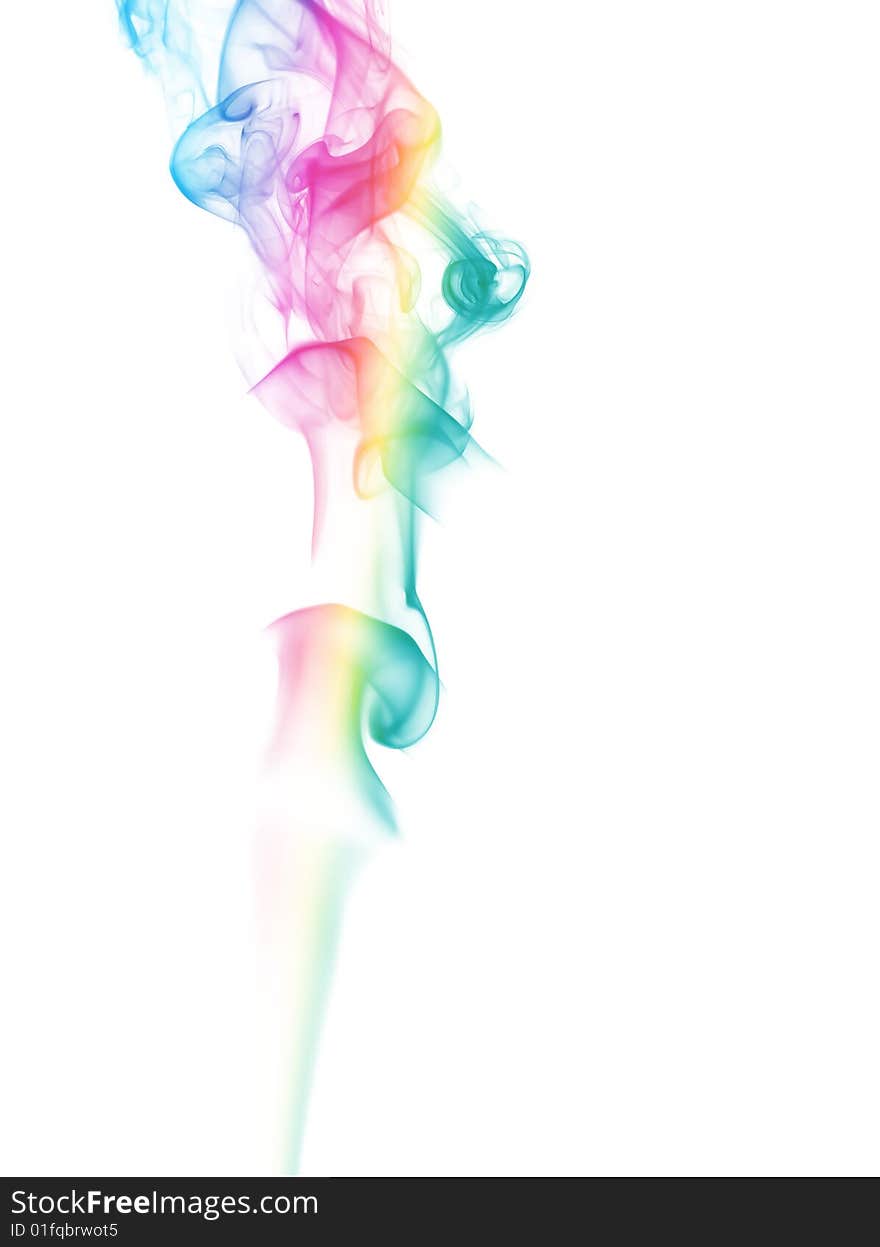 Rainbow pillar of smoke isolated at white background. Rainbow pillar of smoke isolated at white background