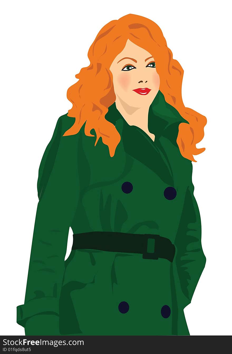 Redhead and green coat style