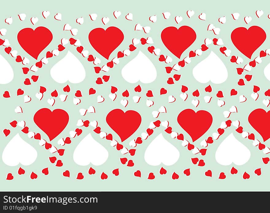 Hearts on a blue background. Vector