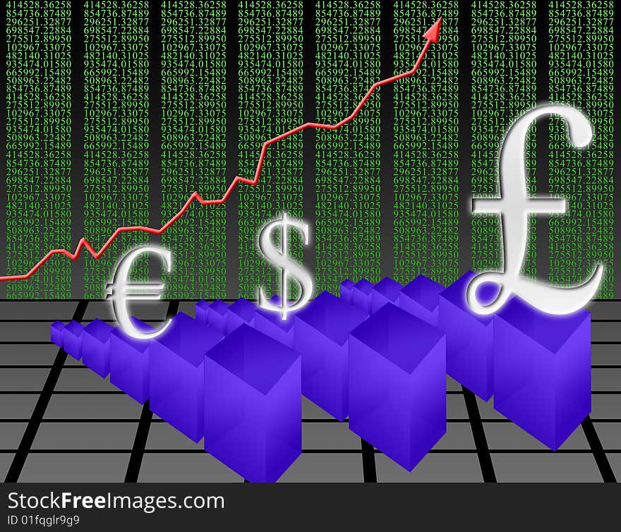 Illustration on the concept of growth in the pound. Illustration on the concept of growth in the pound