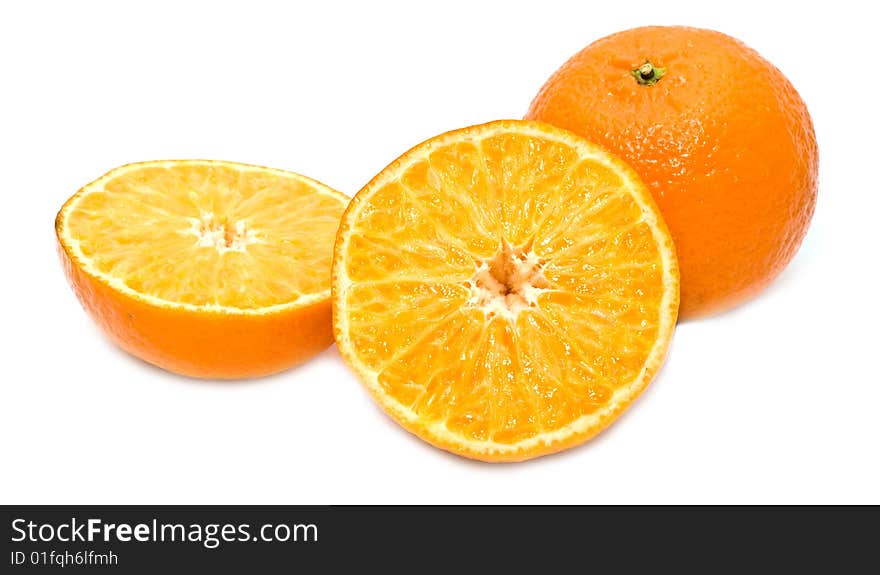 Orange mandarines on a white background. Orange mandarines on a white background