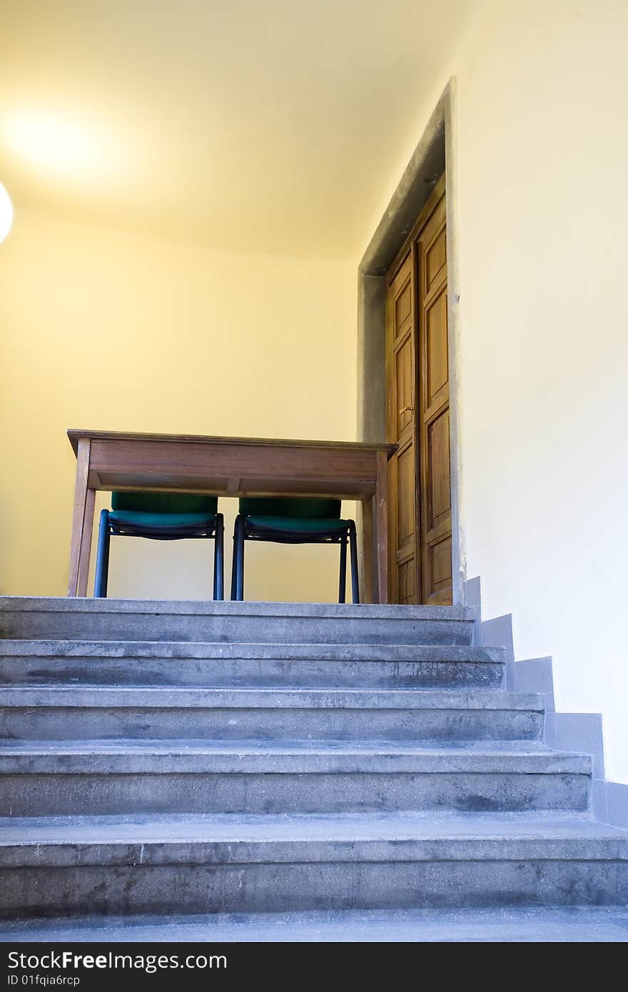 Empty desk on the upstairs