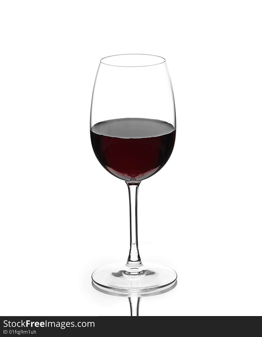 Red wine isolated on white background