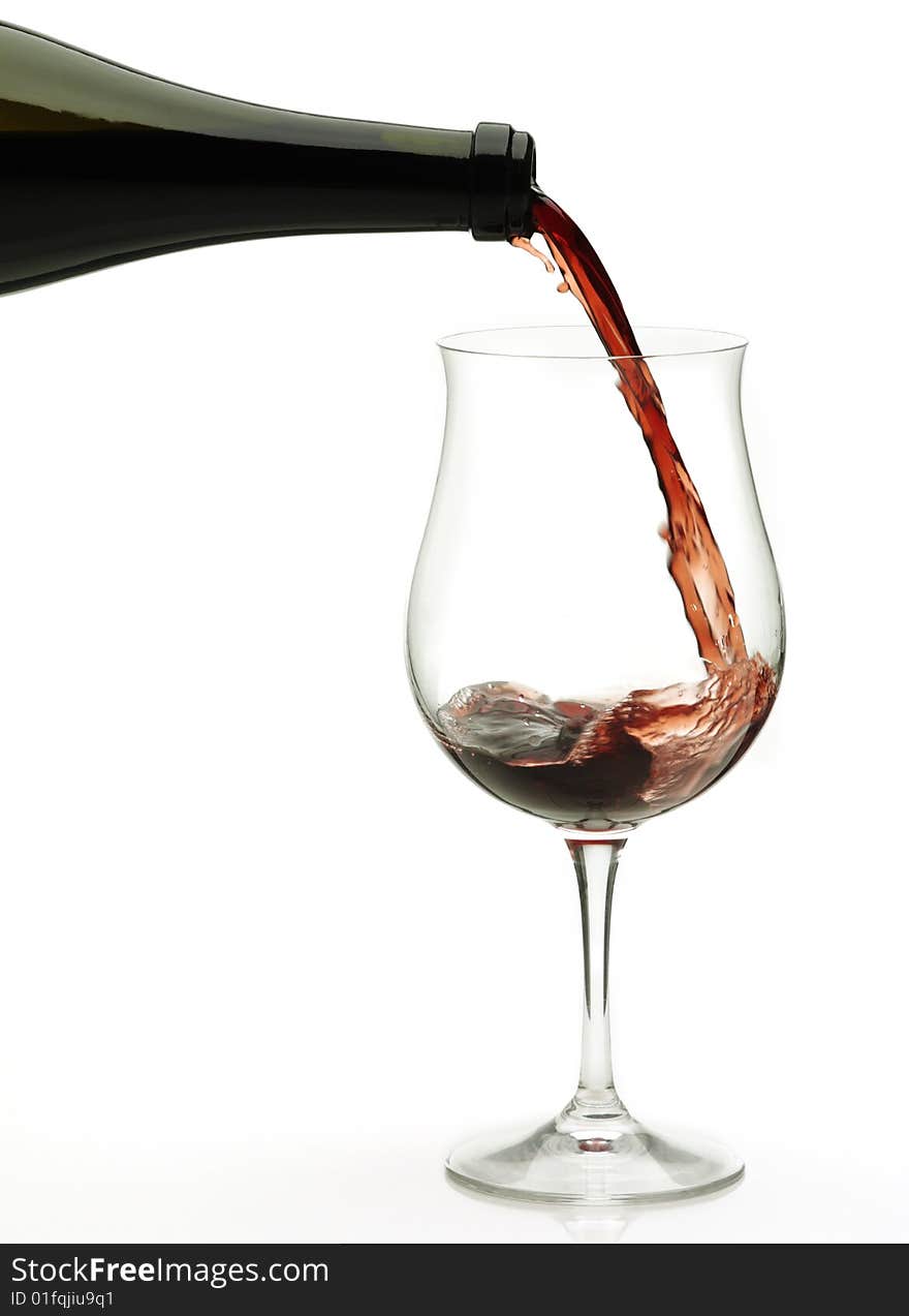 Isolated close shot of pouring wine