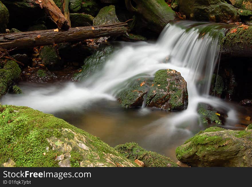 Mountain waterfall in bohemia