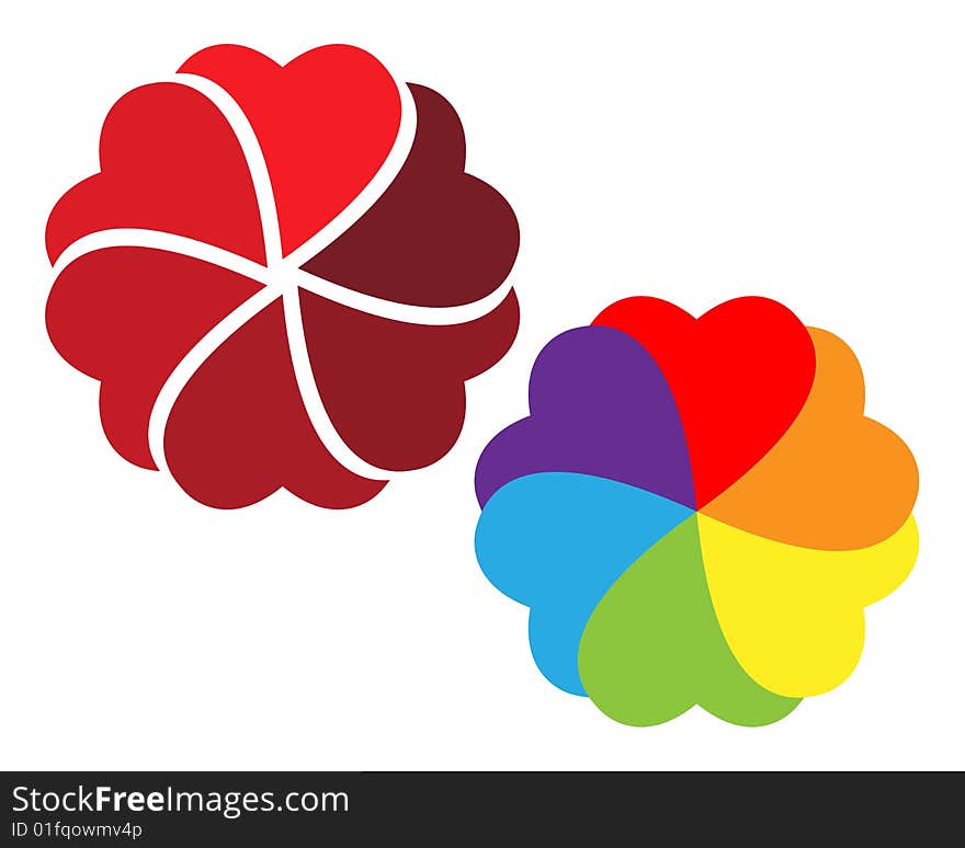 Colorful abstract design made of hearts. Colorful abstract design made of hearts