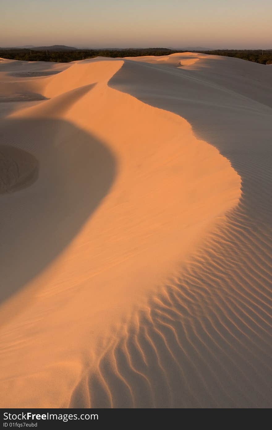 Stockton sand dunes in Anna Bay, NSW, Australia. Beautiful sand ripples and curves with dramatic shadows. Taken shortly before sunset. Stockton sand dunes in Anna Bay, NSW, Australia. Beautiful sand ripples and curves with dramatic shadows. Taken shortly before sunset.