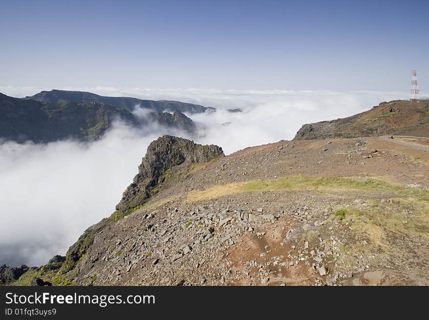 Mountains and clouds at Madeira Island, Portugal