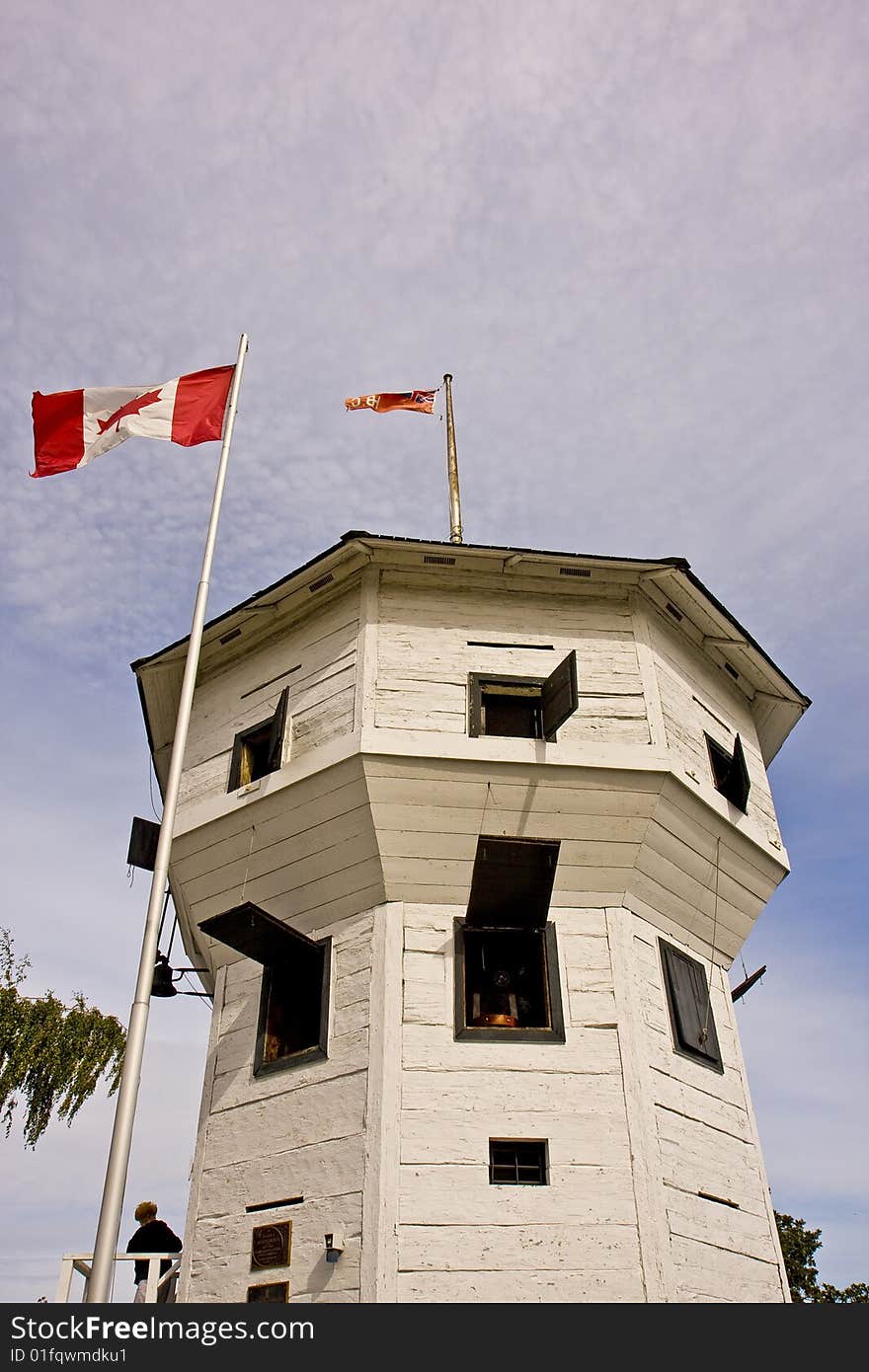 An old wooden fortress with cannon ports on the coast of British Columbia, Canada. An old wooden fortress with cannon ports on the coast of British Columbia, Canada