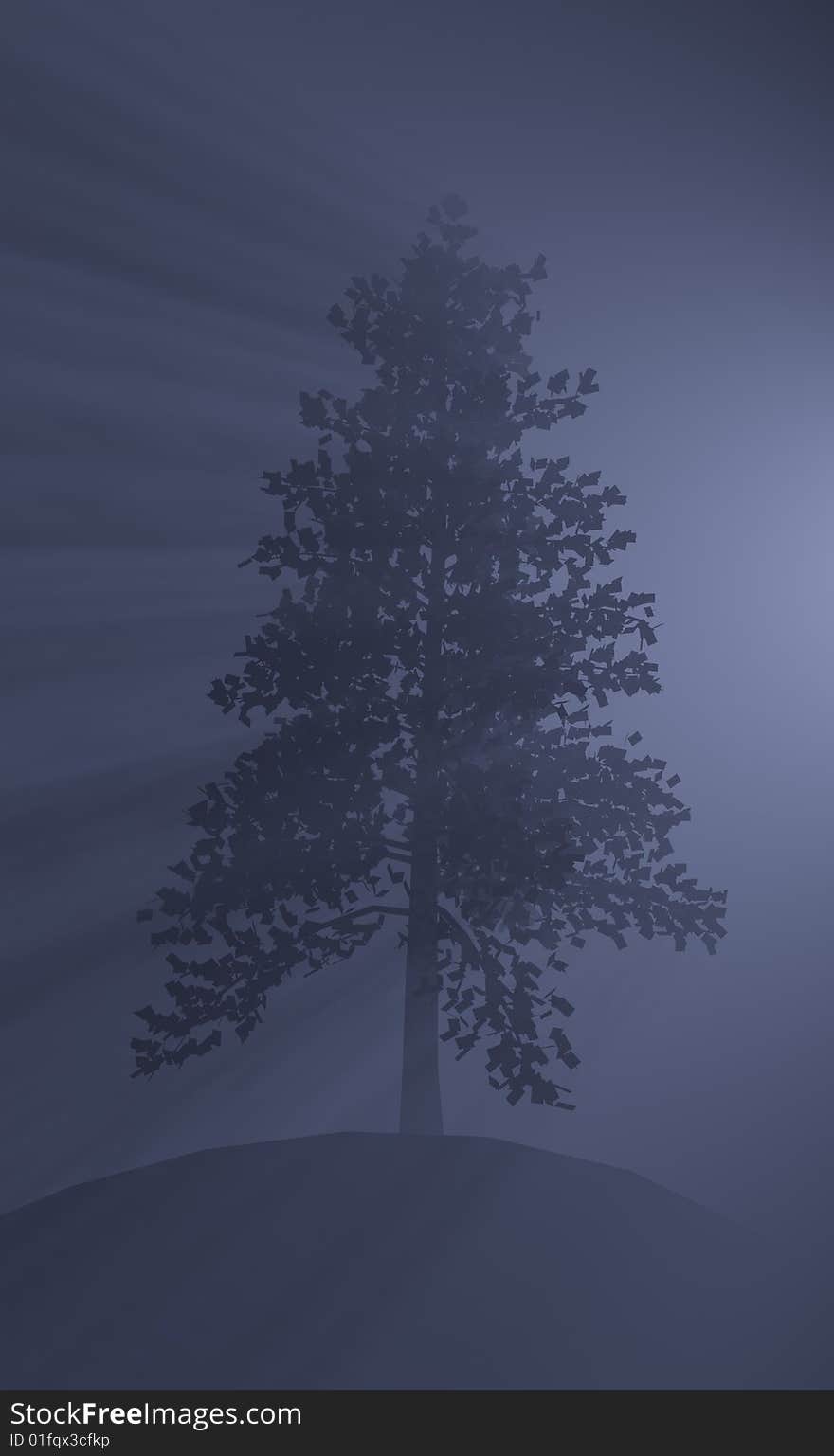 3d render of a tree in foggy scene. 3d render of a tree in foggy scene.