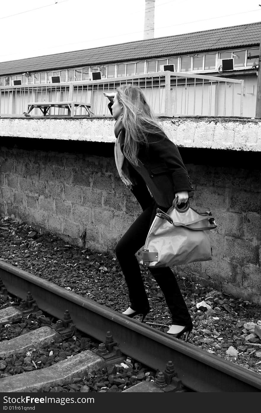 A girl waiting for the train