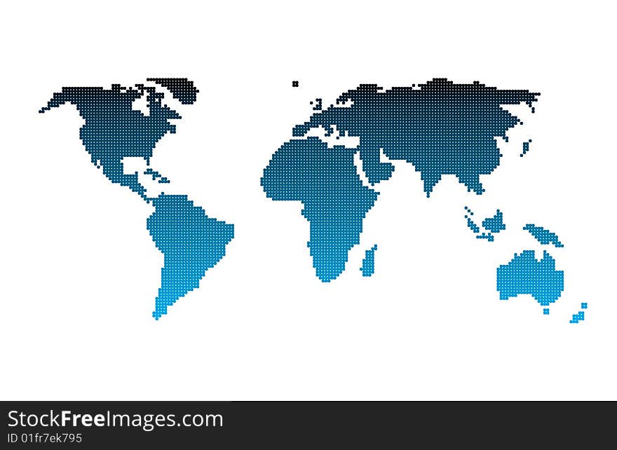 World map dotted with gradient color. World map dotted with gradient color.