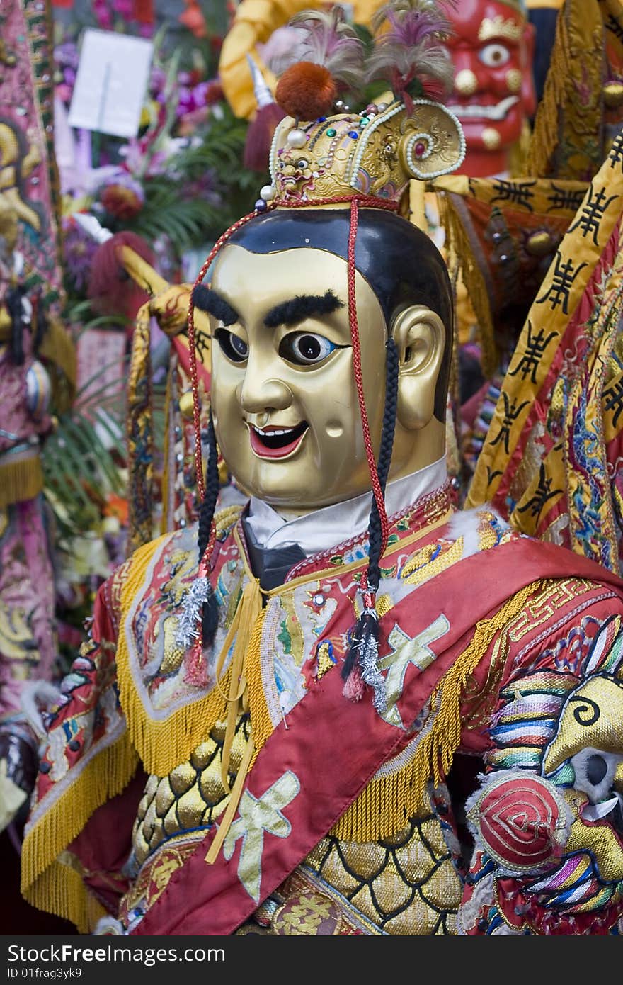 These are man-size puppets or costumes worn by temple workers during parades. They are popular in Taiwan and are paraded on a regular bases. They form a core part of Chinese Culture. These are man-size puppets or costumes worn by temple workers during parades. They are popular in Taiwan and are paraded on a regular bases. They form a core part of Chinese Culture.