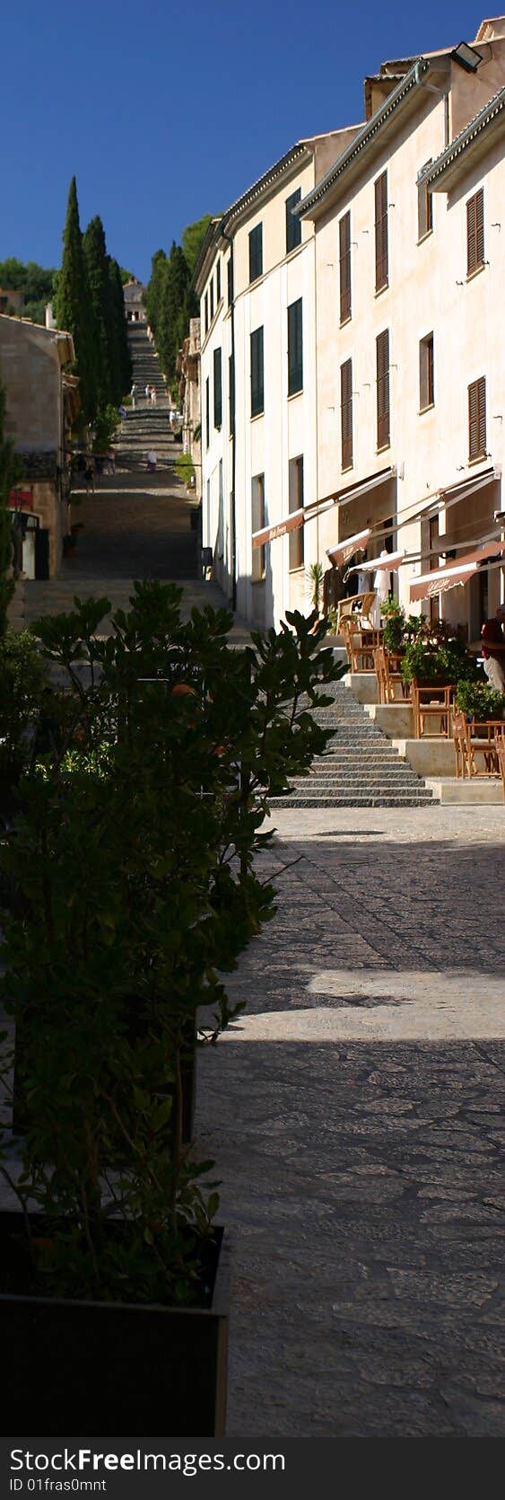 The steps of Calvaria in a village of Majorca in Spain. The steps of Calvaria in a village of Majorca in Spain