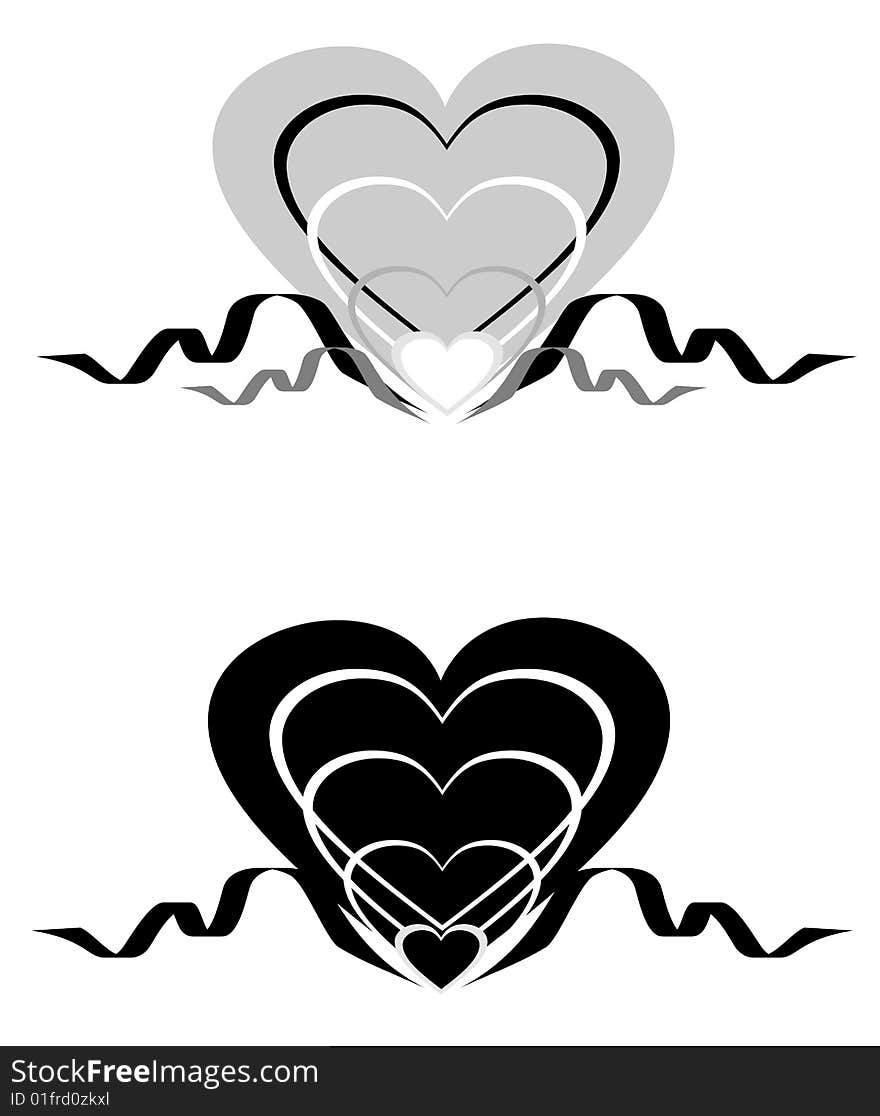 Abstract Hearts With An Ornament.