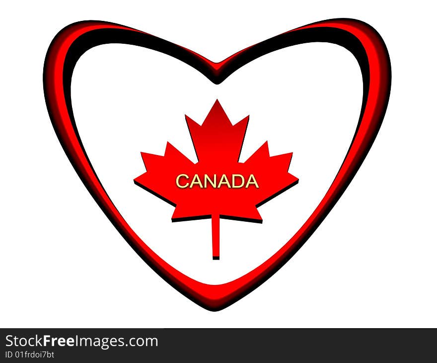 Maple leaf, symbol of Canada, the prisoner in red heart. Maple leaf, symbol of Canada, the prisoner in red heart.