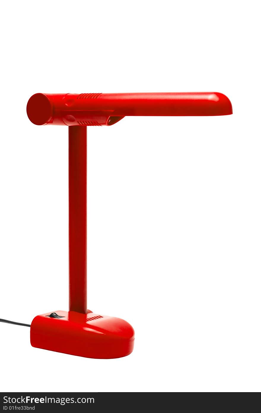 Red modern lamp on a white background. Red modern lamp on a white background