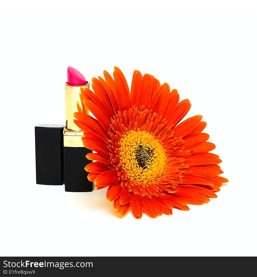 Woman lipstick and flower