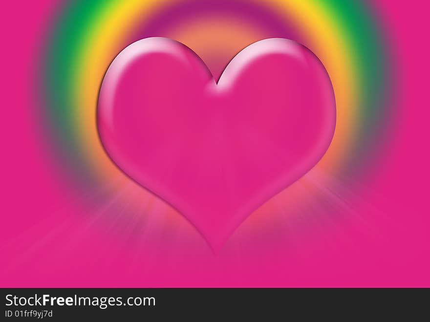 Hot pink heart on a gradient background. Hot pink heart on a gradient background.