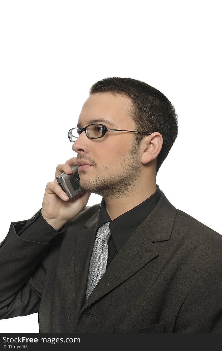 Young successful businessman making a business phone call