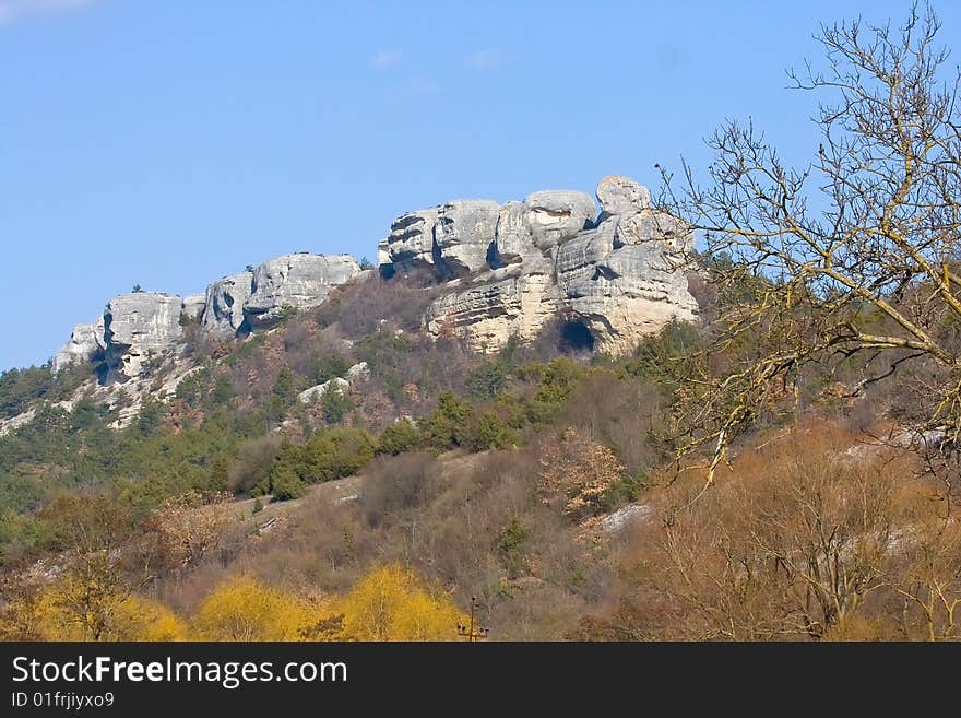 Panorama aired area of the crimean mountains