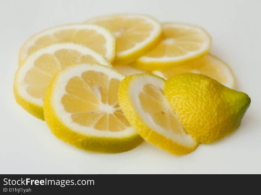 The lemon is cut on many round segments