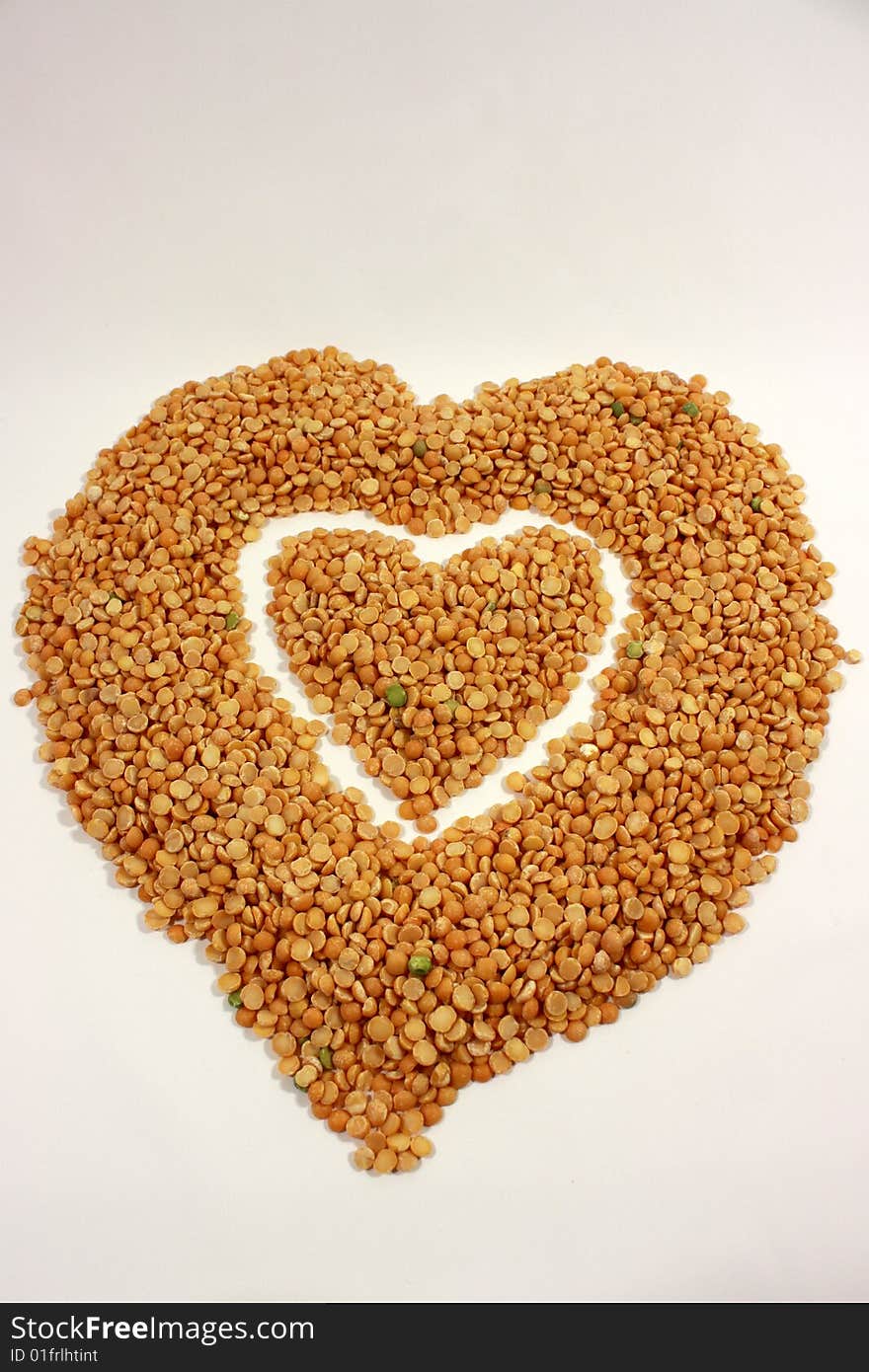 Pea groats as two hearts. Pea groats as two hearts