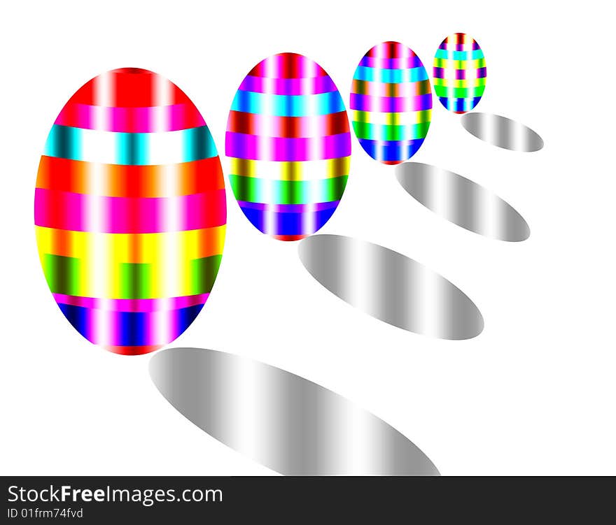 Colors easter eggs on white background