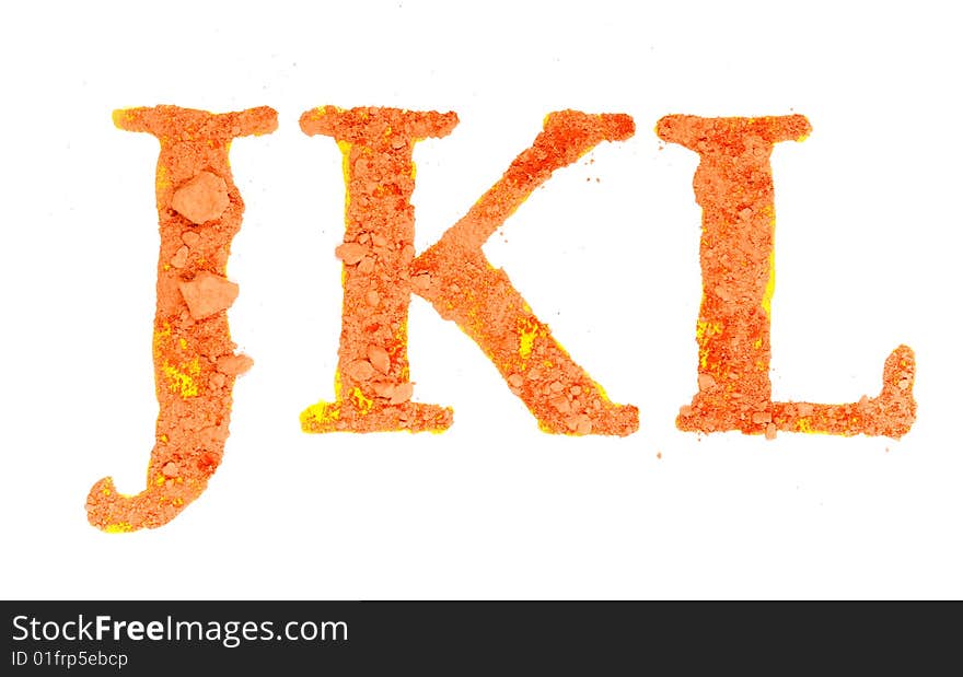 Original alphabet, the crushed orange chalk, letters JKL