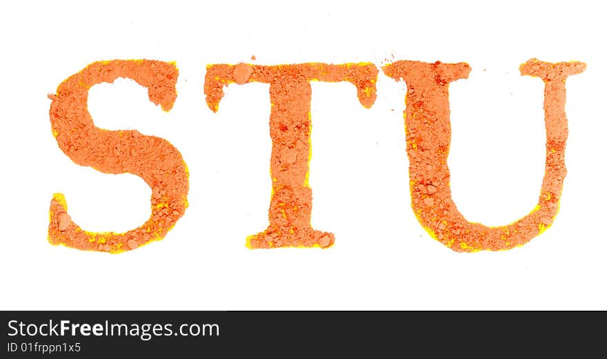 Original alphabet, the crushed orange chalk, letters STU