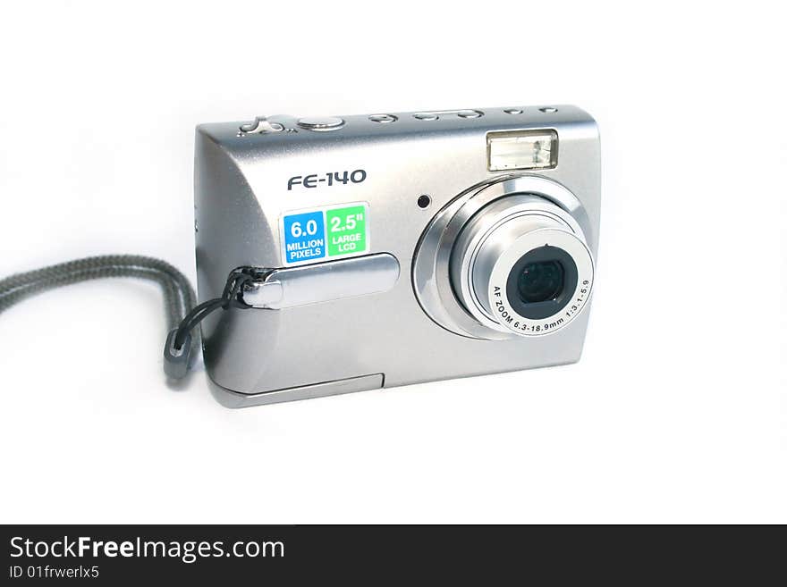 A digital compact camera isolated on white with clipping path. A digital compact camera isolated on white with clipping path.