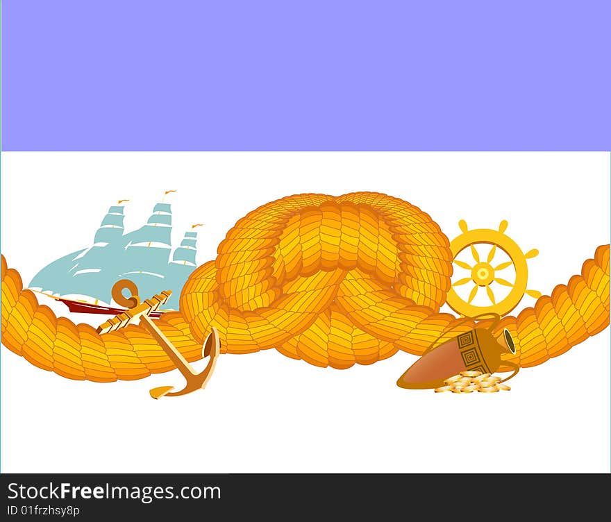 The image of a anchor cable, ship and anchor