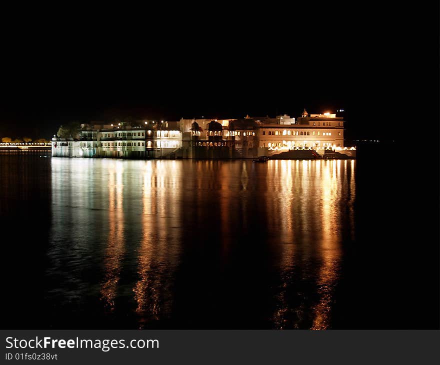 Udaipur lake palace at night